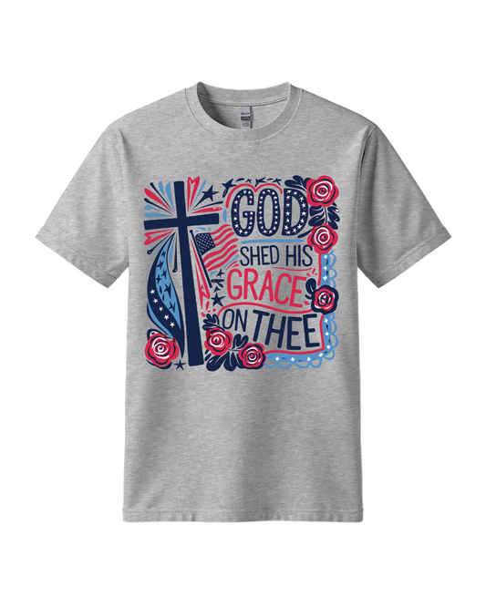 God Shed His Grace on Thee Tee- Grey