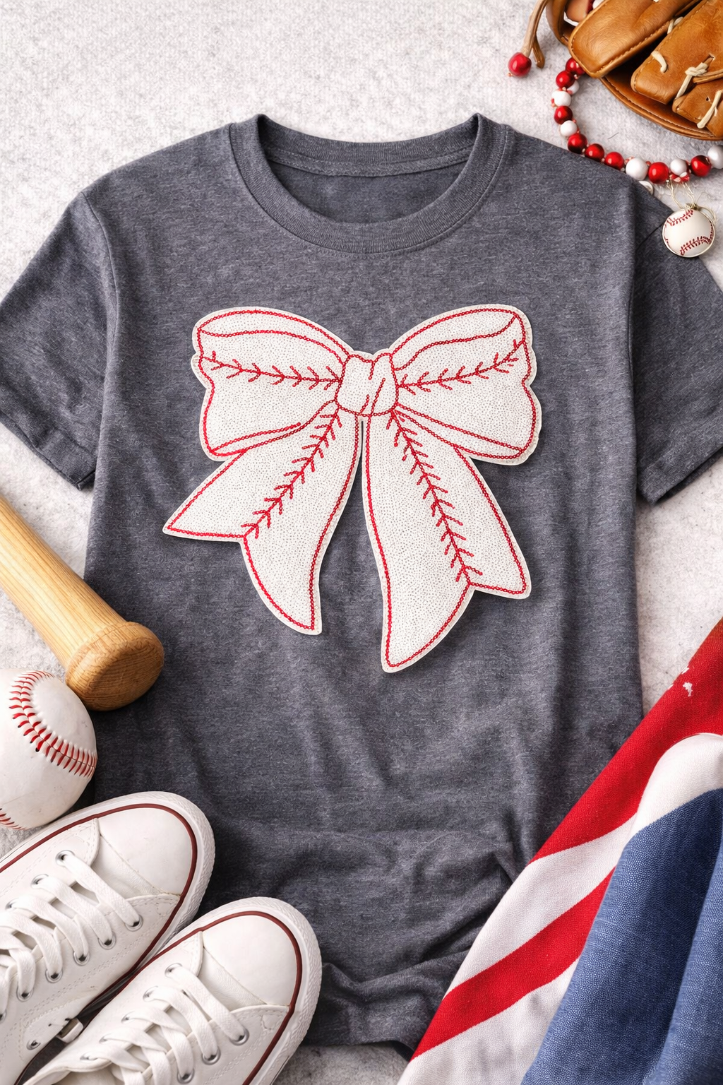 Baseball sequin bow