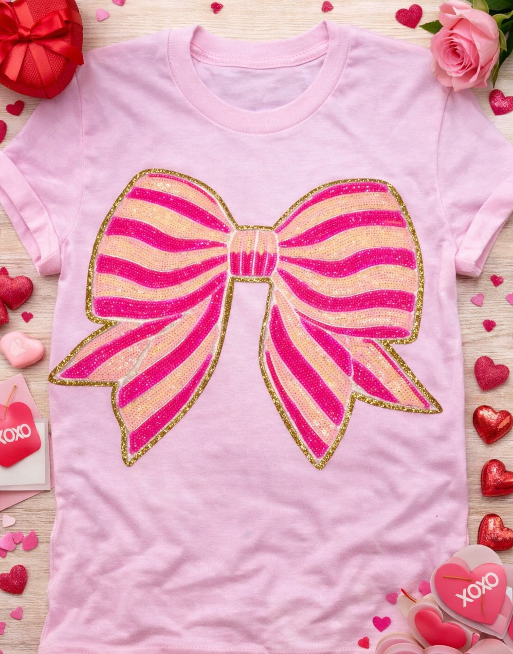 Valentine bow tshirt
