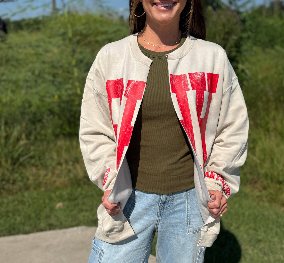 Custom #1 Fan™ | Gameday Cardigan | Football Mom Sweatshirt: XL