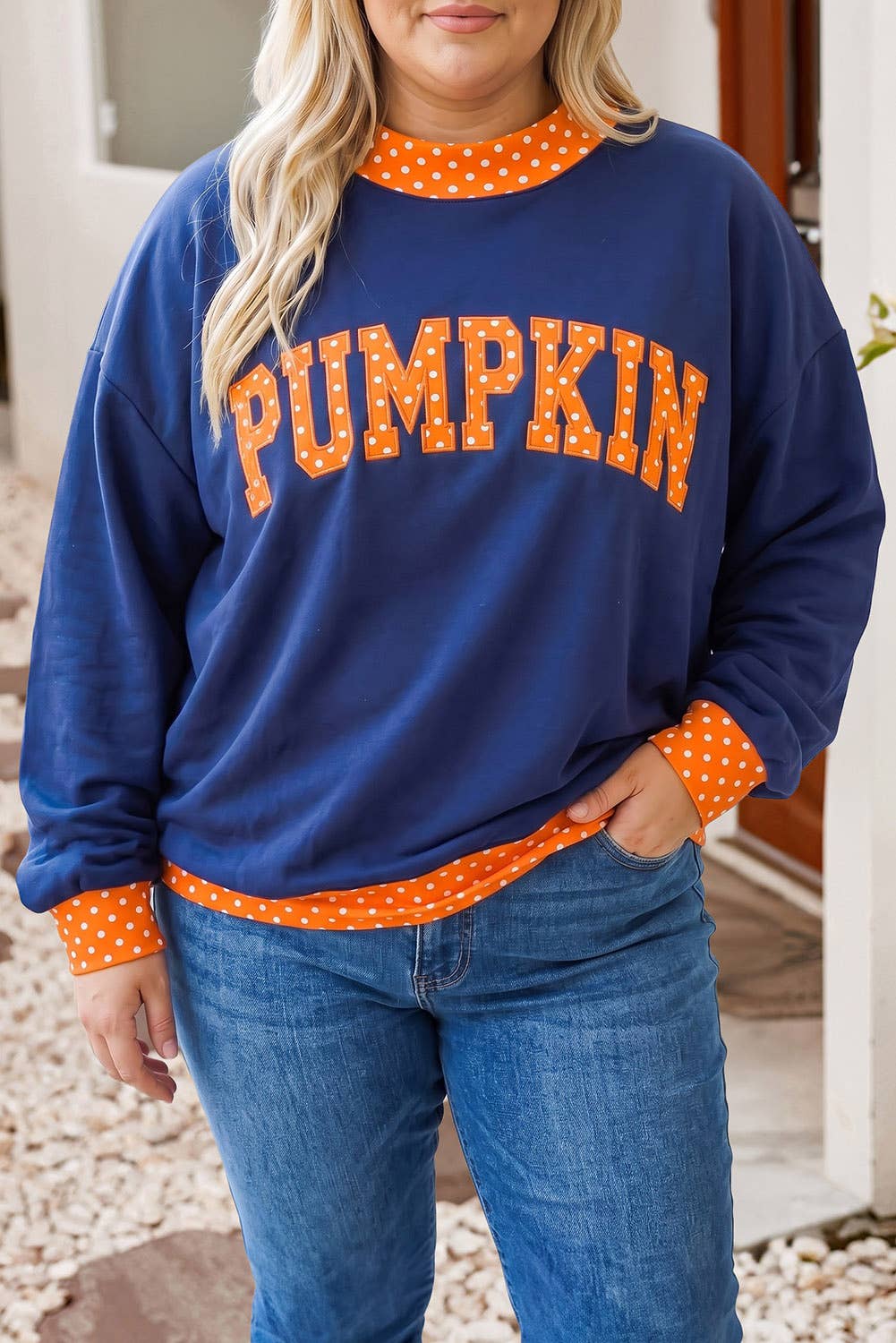 F/W26 Polka Dot Contrast Holiday Mock Neck Sweatshirt |S-4X: Dark Green-Merry / M