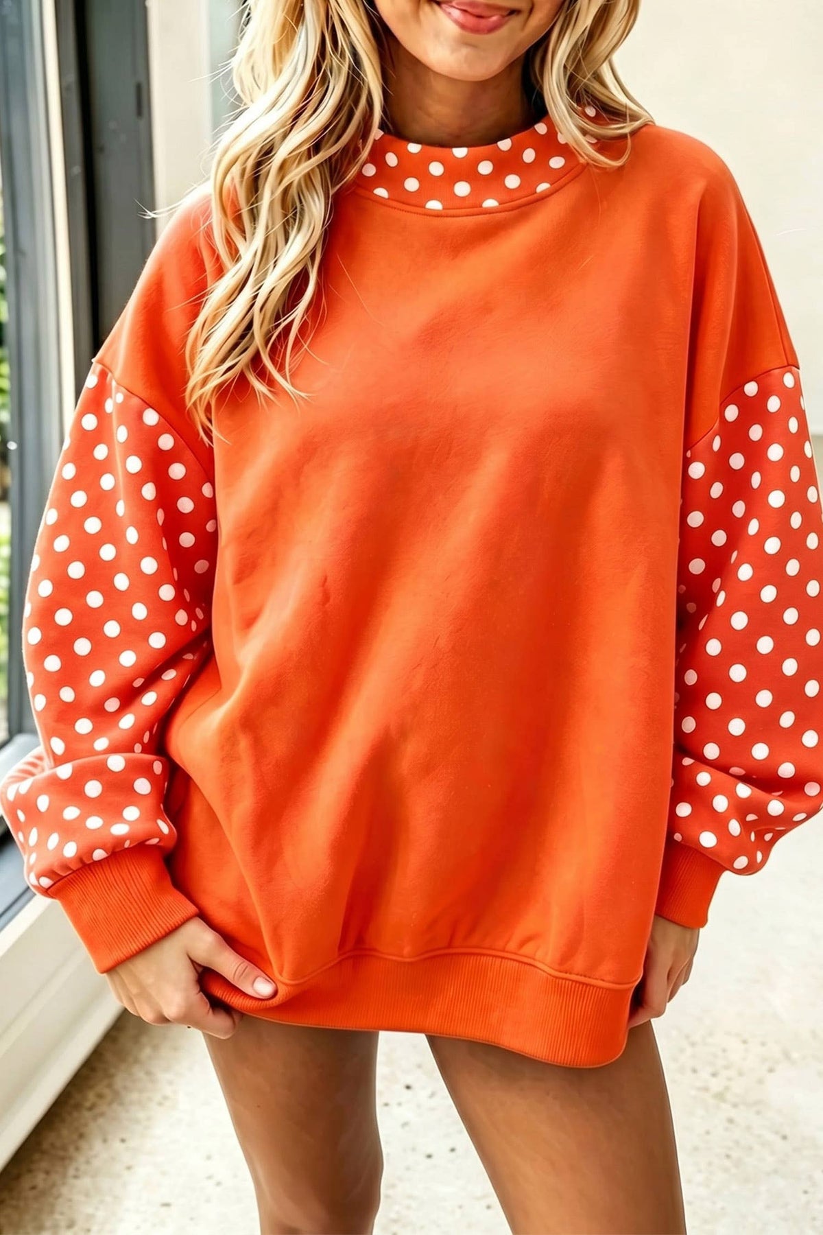 66 Plus Size Plaid/ Camo/ Dot Mock Neck Sweatshirt (S-4X): Brown / XL