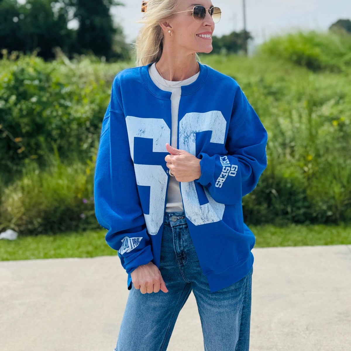Custom #1 Fan™ | Gameday Cardigan | Football Mom Sweatshirt: XL
