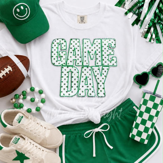 Green Polka Dots Game Day Sequin Tshirt : Black / Small