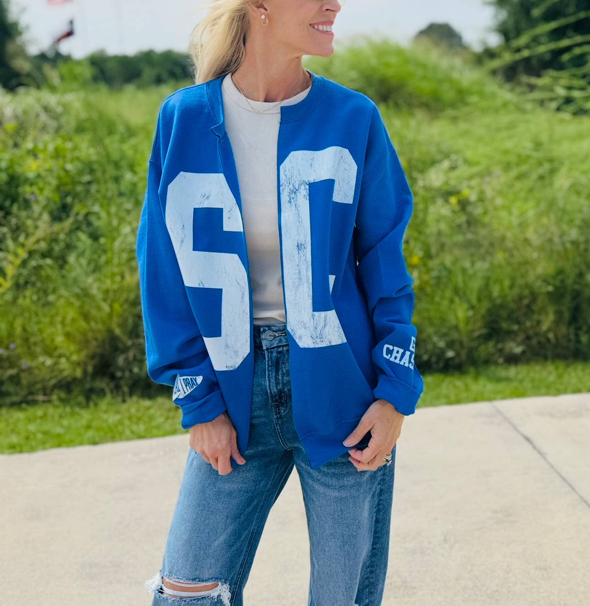 Custom #1 Fan™ | Gameday Cardigan | Football Mom Sweatshirt: S
